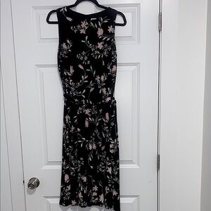 Anne Klein Black and White and Pink Sleeveless Midi Sundress